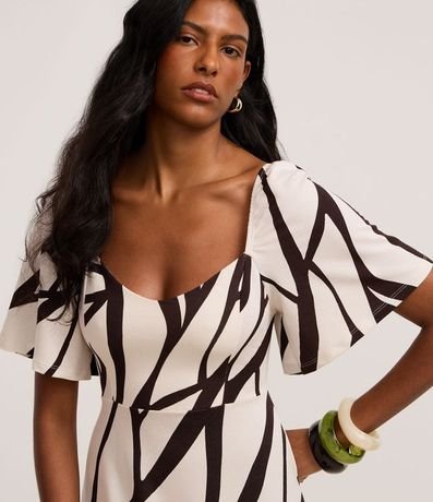 Vestido Godê Midi en Viscosa con Estampa Abstracta 3