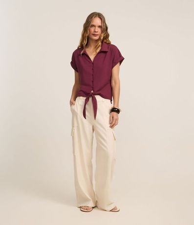 Blusa Texturizada en Viscosa con Botones y Lazo 2