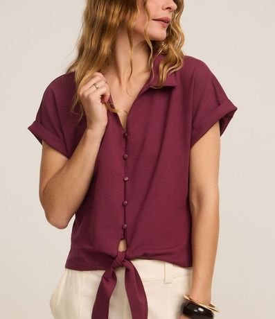 Blusa Texturizada en Viscosa con Botones y Lazo 4