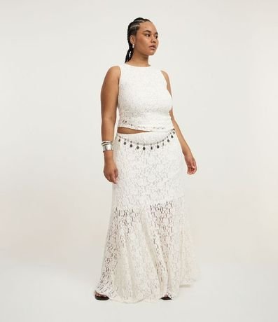 Blusa Sin Manga en Encaje con Bajo Asimétrico Curve & Plus Size 2