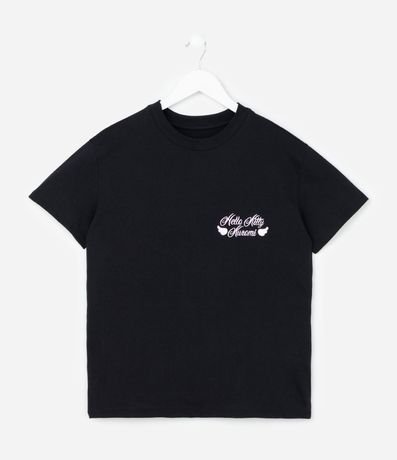 Remera Relaxed Infantil con Estampa y Lettering Hello Kitty y Kuromi - Talle 5 a 14 años