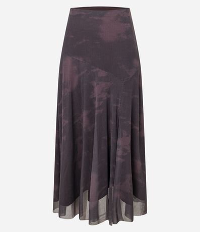 Pollera Midi en Tule con Estampa Manchada y Bajo Asimétrica 7