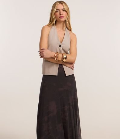 Pollera Midi en Tule con Estampa Manchada y Bajo Asimétrica 2