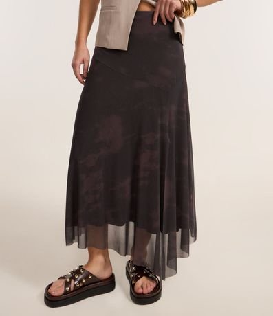 Pollera Midi en Tule con Estampa Manchada y Bajo Asimétrica 3