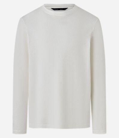 Remera Regular en Waffle con Cuello Redondo y Texturizada 5