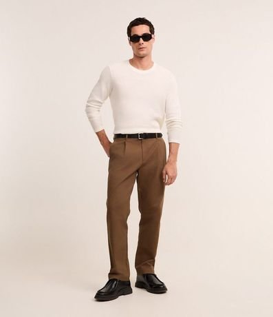 Remera Regular en Waffle con Cuello Redondo y Texturizada 2