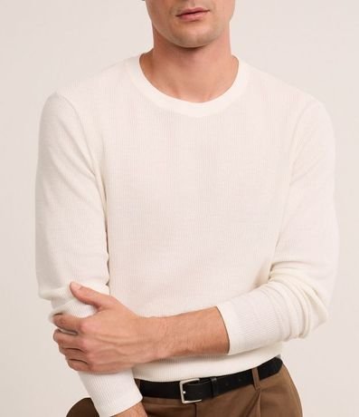 Remera Regular en Waffle con Cuello Redondo y Texturizada 3