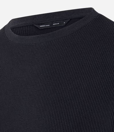 Remera Regular en Waffle con Cuello Redondo y Texturizada 7