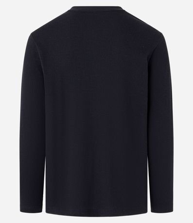 Remera Regular en Waffle con Cuello Redondo y Texturizada 8