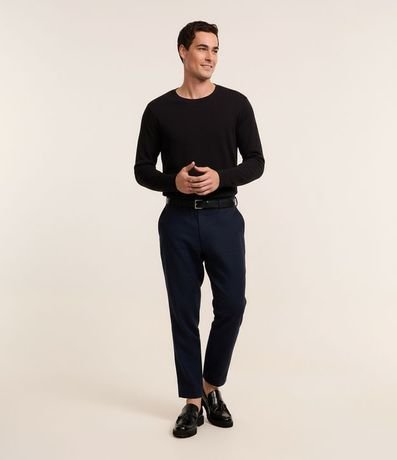 Remera Regular en Waffle con Cuello Redondo y Texturizada