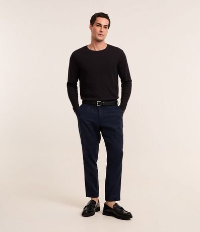 Remera Regular en Waffle con Cuello Redondo y Texturizada 2