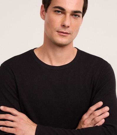 Remera Regular en Waffle con Cuello Redondo y Texturizada 5