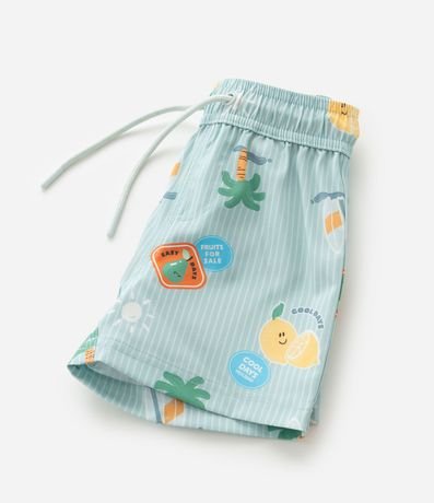 Bermuda Infantil Playera con Estampa Rayada de Playa y Limones - Talle 1 a 6 años 3