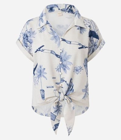 Blusa en Viscosa con Estampa Cocoteros y 14 Bis