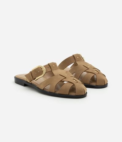 Sandalia Plana Mule Fisherman Efecto Gamuza 3