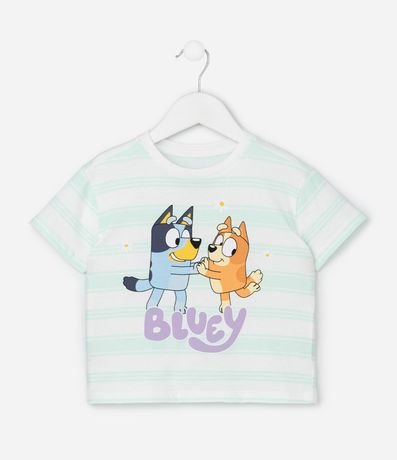 Remera Infantil Rayada con Estampa Bluey y Bingo - Talle 1 a 6