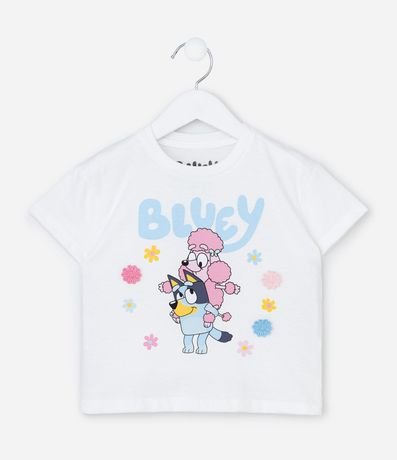 Remera Infantil Relaxed con Flores Aplicadas Bluey y Coco - Talle 1 a 6 años