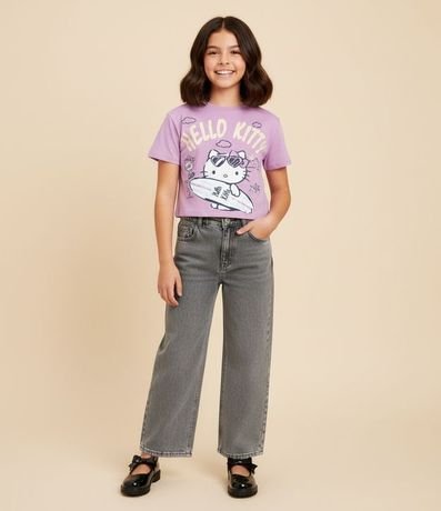Remera Relaxed  Infantil con Estampa Hello kitty Surfista - Talle 5 a 14 años