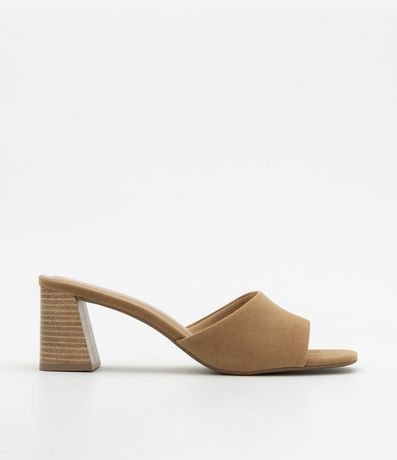 Sandalia Mule con Efecto Gamuza con Salto Fachete