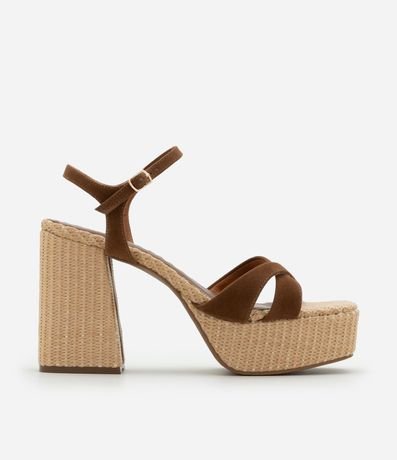 Sandalia Bicolor con Efecto Ráfia y  Gamuza