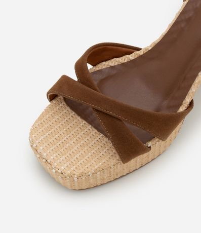 Sandalia Bicolor con Efecto Ráfia y  Gamuza 3