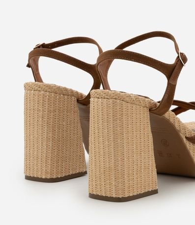 Sandalia Bicolor con Efecto Ráfia y  Gamuza 4