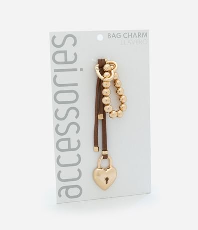 Llavero en Metal y Gamuza con Lunares y Mosquetón de Corazón 2