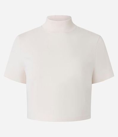Blusa T-Shirt Cropped en Algodón con Cuello Alto 4