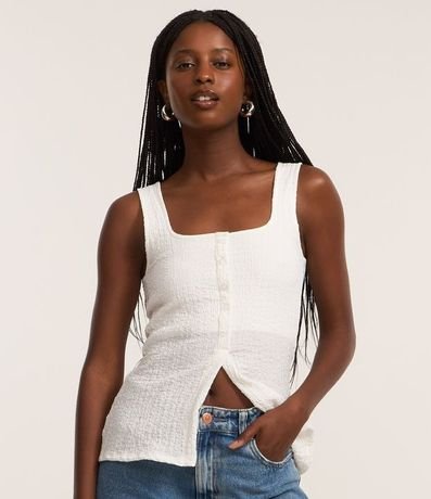 Blusa Musculosa con Textura y Botones Delanteros 1