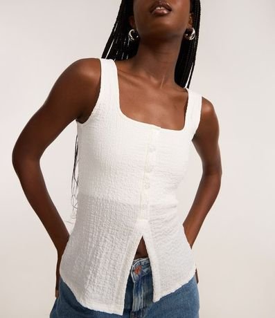 Blusa Musculosa con Textura y Botones Delanteros 3