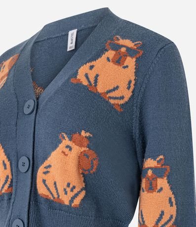 Cardigan en Jacquard con Estampado de Carpinchos 4