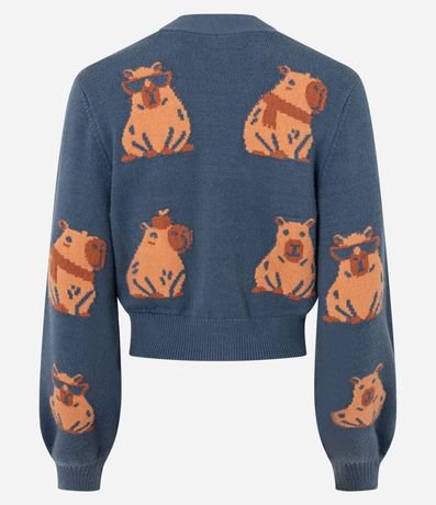 Cardigan en Jacquard con Estampado de Carpinchos 5