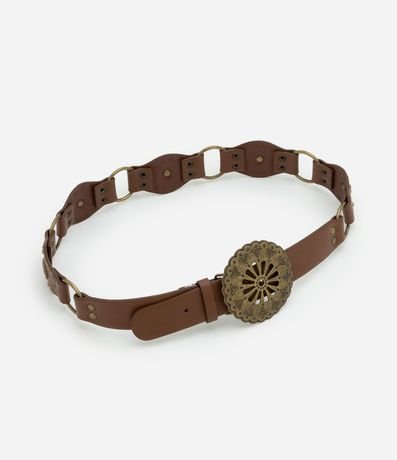 Cinturón Western Largo en PU con Tachas y hebilla Redonda