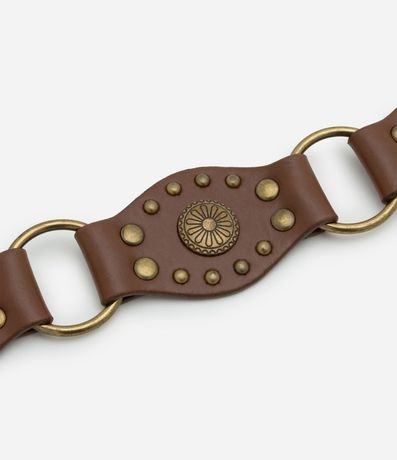 Cinturón Western Largo en PU con Tachas y hebilla Redonda 2