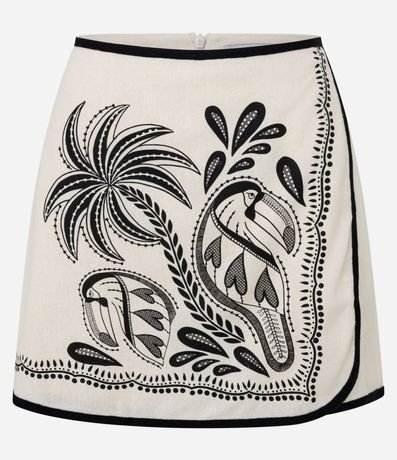 Short Pollera Femenino en Viscolino Sostenible con Estampa Tropical