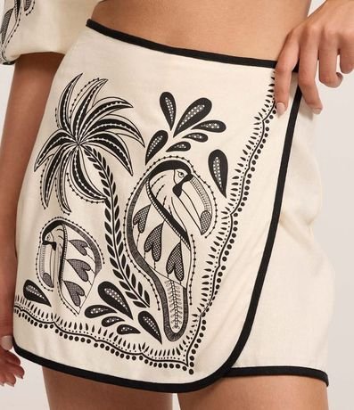 Short Pollera Femenino en Viscolino Sostenible con Estampa Tropical 6