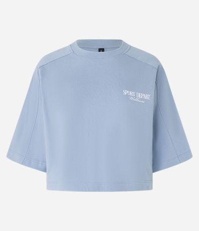 Remera Over Corta en Algodón con Lettering Frente y Espalda 7