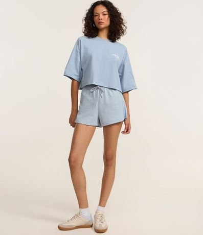 Remera Over Corta en Algodón con Lettering Frente y Espalda 2