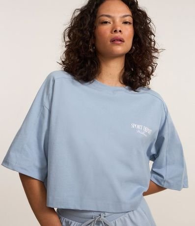 Remera Over Corta en Algodón con Lettering Frente y Espalda 3