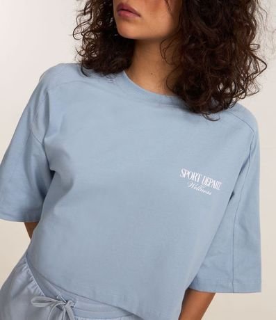 Remera Over Corta en Algodón con Lettering Frente y Espalda 4