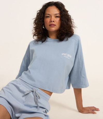 Remera Over Corta en Algodón con Lettering Frente y Espalda 5