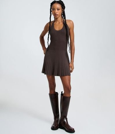 Vestido Evase con Frente Única en Viscosa con Efecto Punto Texturizado 2