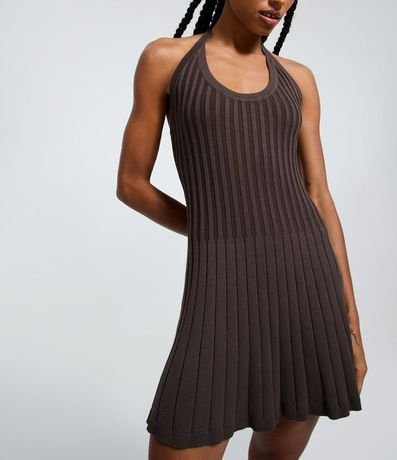 Vestido Evase con Frente Única en Viscosa con Efecto Punto Texturizado 3