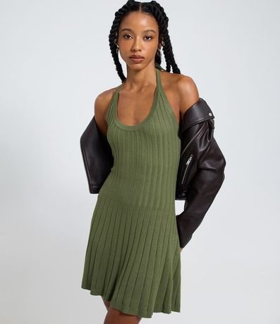 Vestido Evase con Frente Única en Viscosa con Efecto Punto Texturizado 2