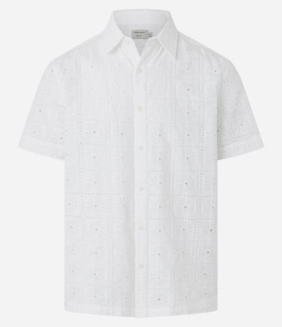 Camisa Regular en Algodón con Bordado de Flores 5