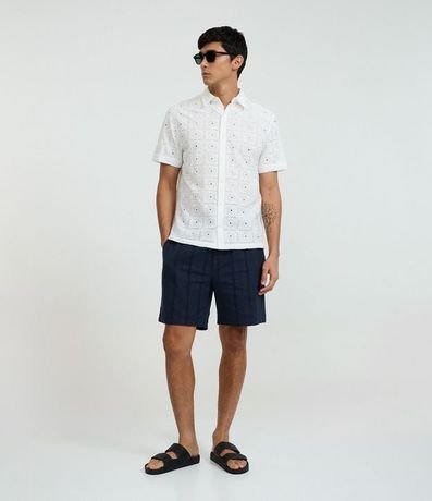 Camisa Regular en Algodón con Bordado de Flores 2