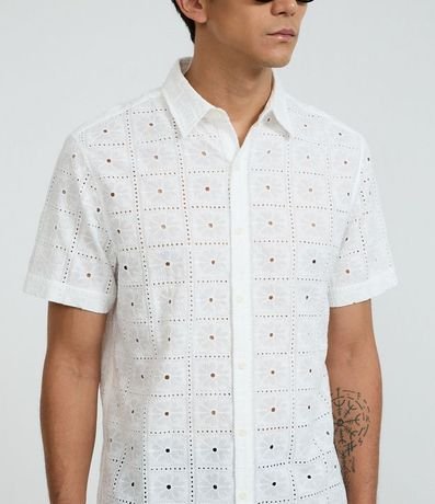 Camisa Regular en Algodón con Bordado de Flores 3