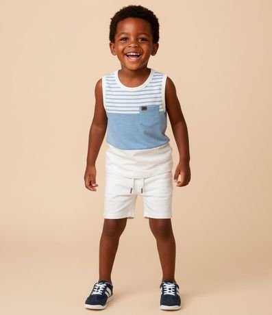 Musculosa Infantil con Pequeño Bolsillo y Estampa Rayas - Talle 1 a 6 años