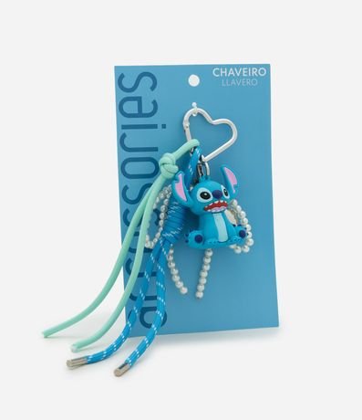 Llavero de Metal con Stitch con Detalle de Cuerda y Perla Artificial 3