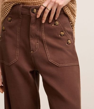 Pantalón Wide Leg en Sarga con Bolsillo Carpintero 4